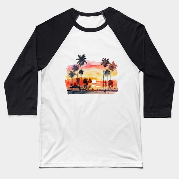 Seaside Serenity Baseball T-Shirt by Phygital Fusion